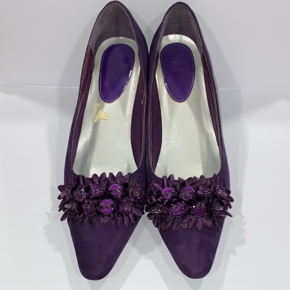 🌂It’s Ok! Purple Embellished Suede Wide Width Pumps